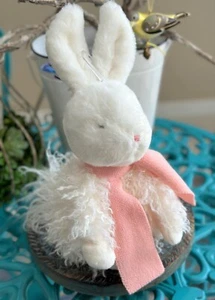 Bunnies By The Bay NEW White Aurora Angora Bunny Rabbit 13” Pink Scarf Tag Plush - Picture 1 of 11