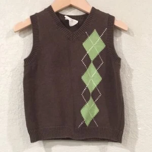 Crazy 8 Boy Sz 2T Argyle Knit Sweater Vest 100% Cotton Preppy - Picture 1 of 6