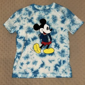 GAP Kids Disney Tshirt Unisex Small (6/7) Tie Dye Short Sleeve Blue/White Mickey - Picture 1 of 5