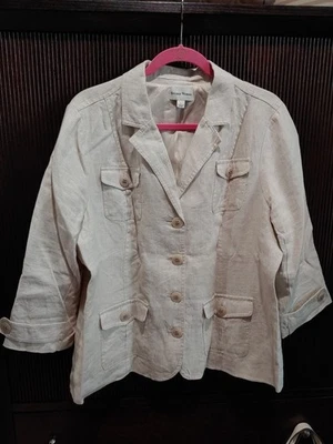 Chaqueta grande Studio Works de lino beige Foto 1 de 4