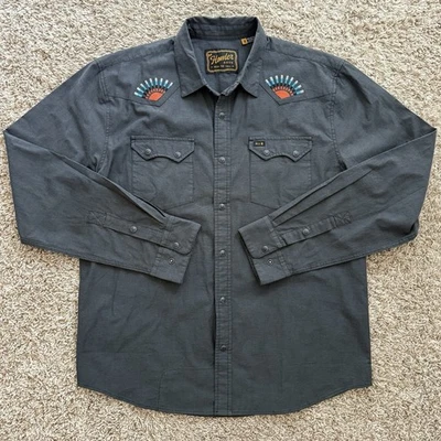 Howler Brothers Crosscut Deluxe Snapshirt Sunbeams Black Gaucho Men’s Size M - Image 1 of 4