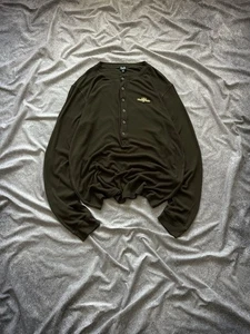 Y2K D&G Dolce & Gabbana Half Button Up Waffle Knit Sweater Top Khaki Size XXL - Bild 1 von 11
