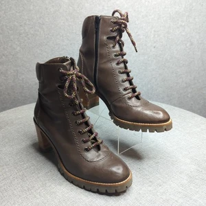 AGL braune Leder-Schnürstiefeletten klobiger Absatz robuste Sohle Damen 8 - Bild 1 von 8