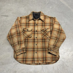 Vintage 60s 70s Montgomery Ward Plaid Wool Shirt Jacket Shacket Mens Size M - Bild 1 von 8