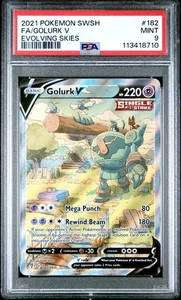 2021 POKEMON SWORD & SHIELD EVOLVING SKIES #182 FULL ART/GOLURK V PSA 9 - Picture 1 of 2