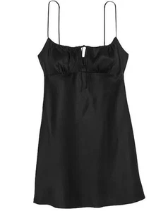 Victoria's Secret schwarzes Tencel-Schlupfkleid Gr. XXL vorne zum Binden Gummizug hinten seidig - Bild 1 von 23