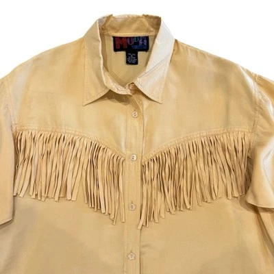 Vintage Silk Western Fringe Blouse - Image 1 of 4