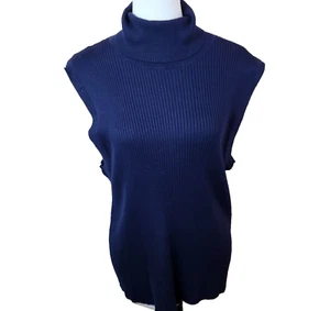 Maglione smanicato nuovo con etichette retrology maglia a costine finto top donna 3X blu scuro preppy - Foto 1 di 20