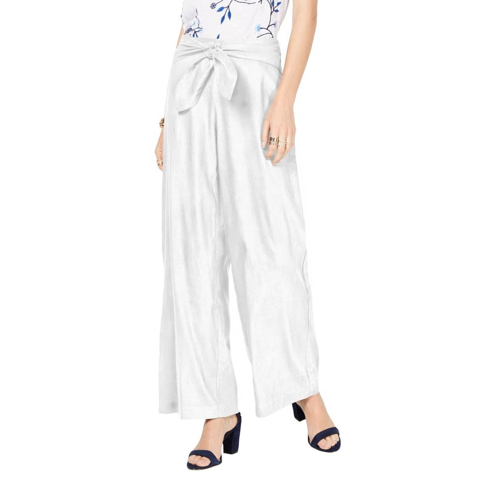 Inc International Concepts Women's Tie Front Stretch Pants White Size 10