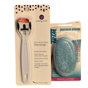 2 Piece Pedicure Foot Care Set - TRIM Pumice Stone & Caring Mill Callus Trimmer - Picture 1 of 5