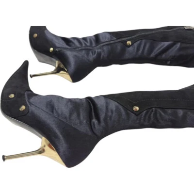 Suede Over the knee silk boots pointed toe Pier Lucci US sz 6.5 / Eur sz 37 - Image 1 of 4