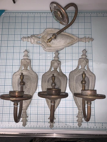 Antique Single Arm Shield Sconce Repair Restore Salvage Early 1900’s Set Of 4 Cover
