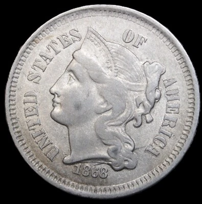 1868 3 Cent Nickel Piece -XF - SVN617 - Image 1 of 2