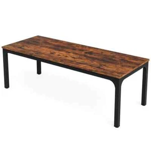 Moroni 78.7in. Rectangle Brown and Black Wooden Extra Long Computer Desk 2 Perso - Picture 1 of 8