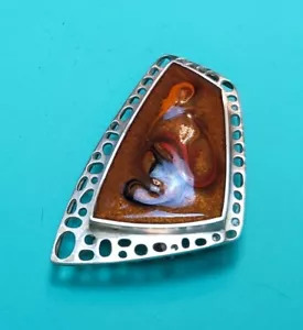 VINTAGE PETER MINTURN ST. SILVER & ENAMEL BROOCH/PENDANT N.Z'S PREMIER GOLDSMITH - Bild 1 von 5
