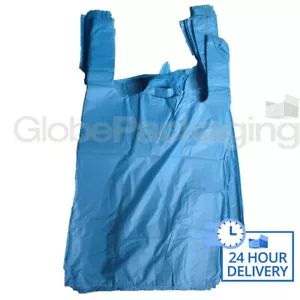 1000 x BOLSAS DE TRANSPORTE DE CHALECO DE PLÁSTICO AZUL 11x17x21" 18Mu *ENTREGA 24H* - Imagen 1 de 6