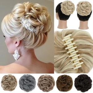 Balayage Curly Messy Bun Hair Piece Scrunchie Updo Claw Clip In Hair Extensions - Picture 1 of 23