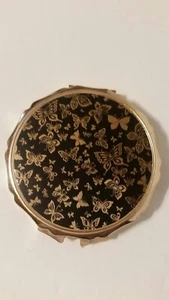 VTG GOLD/BLACK BUTTERFLY  COMPACT POWDER GOLD MADE IN JAPAN ORIGINAL PACKAGING  - Picture 1 of 7