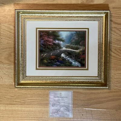 Thomas Kinkade Puente de la Fe Marco Dorado Elegantemente Mate Estampado Certificado de Autenticidad 1999 Foto 1 de 4