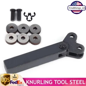 Dual Knurling Knurler Tool Holder Knurl Tool Lathe Straight Shank + 6pcs Wheel - Picture 1 of 12