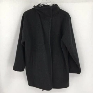 Eileen Fisher charcoal gray wool coat jacket funnel neck asymmetric X-Small - Picture 1 of 5