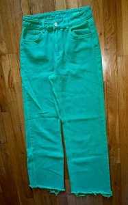 EUC Shein Wide Leg Beautiful Green Color Jeans Sz S 4 - Picture 1 of 5