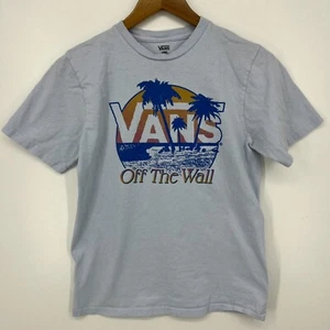 Vans T-Shirt Youth Size L Light Blue Off The Wall Skate Short Sleeve Crew Neck - Picture 1 of 8