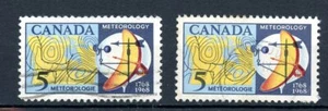 Canada Used #479 479ii Meteorology Incl Var HB Red Over Blue  1968 A048 - Foto 1 di 1