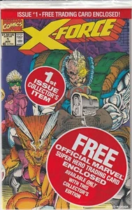 X-FORCE VOL. 1 #1 POLYBAGGED /W CABLE TRADING CARD--NM/M WHITE PAGES. - Bild 1 von 2