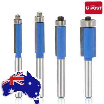 4 Straight Flush Cut Trim Router Bits 6.35mm 1/4" Bottom Bearing  - image 1 of 4