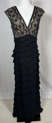 De colección. Vestido Formal JESSICA HOWARD Para Mujer 10 Encaje Cuello en V Largo Vestido en Niveles Imperio Foto 1 de 4