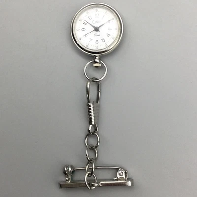 Colibri Nurse Watch 23mm Clip-On Chain Silver Tone New Battery - Image 1 of 4
