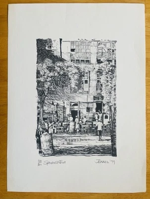 Lápiz firmado Spencer Tart Print JEDDAH VINTAGE 1979. Foto 1 de 3