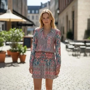 Hale Bob Damen Seidenmischung Kleid mit gesmokter fallender Taille in Größe Medium - Bild 1 von 7