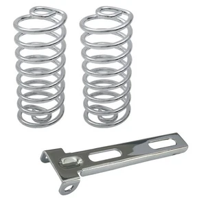 5" Solo Seat Springs (Pair) - Cylinder Style Chrome + Front Mount Bracket - Picture 1 of 5