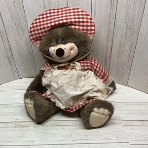 Oso de peluche de peluche MA Hatfields & McCoys Applause 1986 rojo guinga vestido etiquetas - Imagen 1 de 5