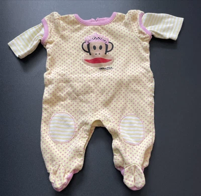 Pequeño Paul por Paul Frank Mameluco Recién Nacido Mono Una Pieza Amarillo Manga Larga Foto 1 de 4