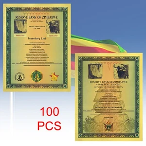 100pcs Googolplex Containers Zimbabwe Golden Plastic Banknotes UV Certificates - Picture 1 of 5