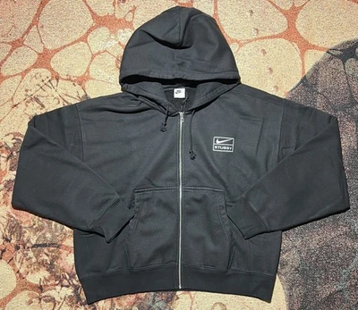 Stussy Nike Stoned Washed Fleece Zip Hoodie FW25 Black Large Brand New - Image 1 of 4