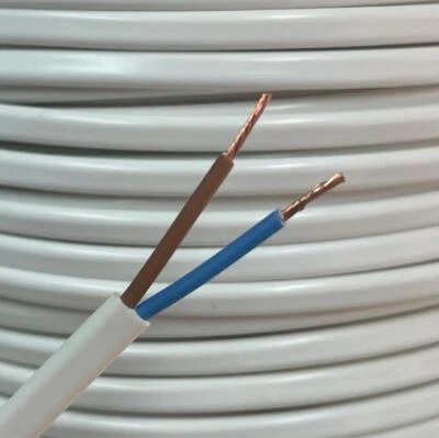 2 Core 0.75mm 6 Amp PVC Cable 1m 5 100m Flat Flex Electrical Wire WHITE 2192Y