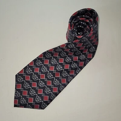 Corbata Christian Dior Cravate para hombre seda hecha a mano negra/roja impresión Preppy Business Foto 1 de 4