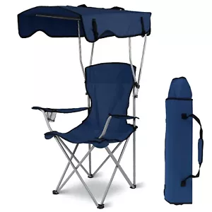 Foldable Beach Camping Chair With Canopy Shade Outdoor Folding Picnic Chair - Picture 1 of 12