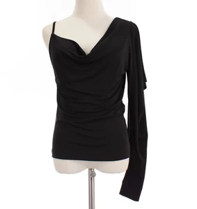 IRO NWT Priscie Draped Shoulder One Sleeve Top Size 34 US 2 in Solid Black - Picture 1 of 9