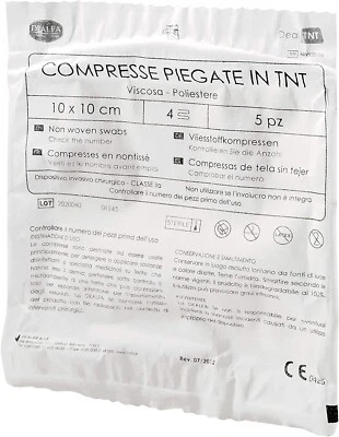 DEALFA Compresse piegate sterili in TNT (cm 10x10) Confezione da 125 pezzi