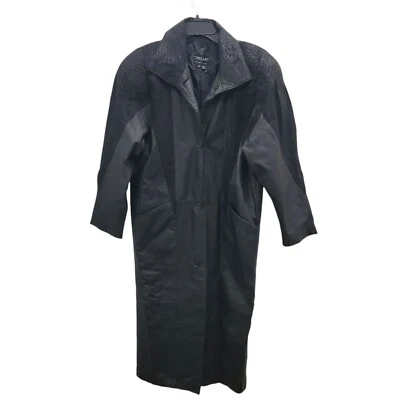 Pelle женщин винтажный 80-х из черной кожи змеиной кожи длинный Тренч пыли размер M - Изображение 1 из 4