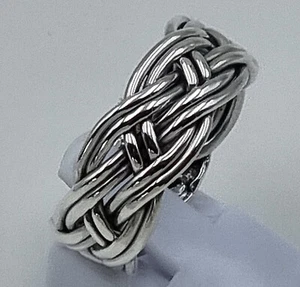massiv Sterling Silber 925 geflochtener Ring aus kräftigem Silberdraht luftig - Bild 1 von 3