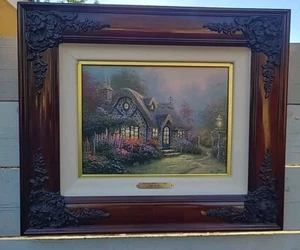 Thomas Kinkade "Hidden Cottage" Print , Framed 9 X 12" with CoA 20" x 17" Framed - Picture 1 of 18