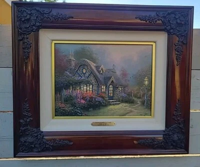 Thomas Kinkade "Hidden Cottage" Print , Framed 9 X 12" with CoA 20" x 17" Framed - Image 1 of 4