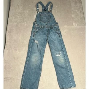 Gap Overalls Kids Girls Large Distressing Loose Medium Wash Denim Blue 100% Cott - Picture 1 of 7