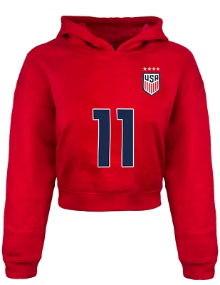 Sudadera con capucha corta Sophia Smith USWNT, para mujer (S, M, L) #11 roja Foto 1 de 4